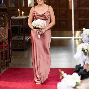 Revelry Skye Satin Dress - Desert Rose